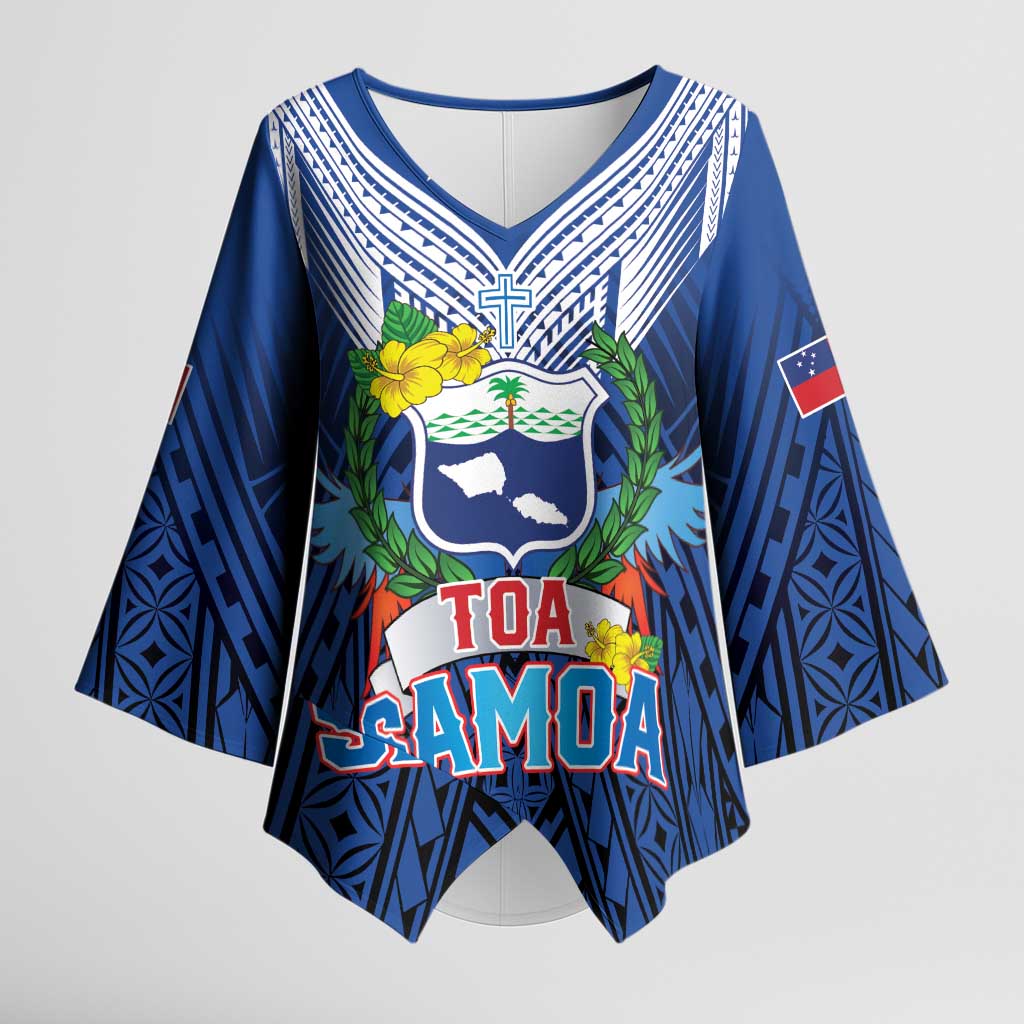 Custom Rugby Toa Samoa Kimono Sleeve Blouse Samoa mo Samoa Strength in Tatau - Polynesian Pride