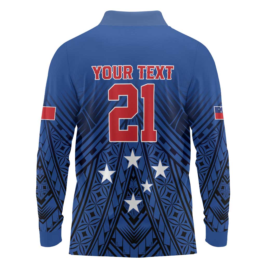 Custom Rugby Toa Samoa Long Sleeve Polo Shirt Samoa mo Samoa Strength in Tatau - Polynesian Pride