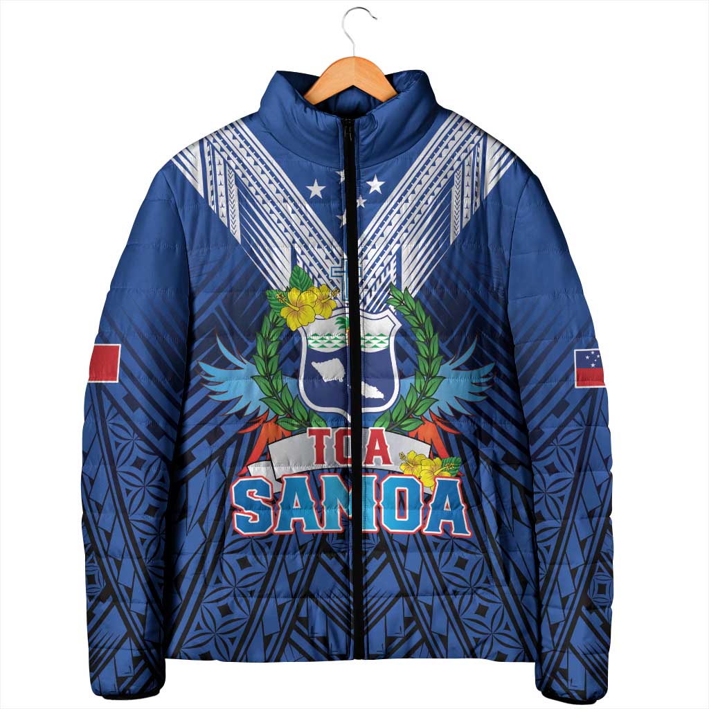 Custom Rugby Toa Samoa Padded Jacket Samoa mo Samoa Strength in Tatau - Polynesian Pride