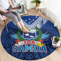 Rugby Toa Samoa Round Carpet Samoa mo Samoa Strength in Tatau - Polynesian Pride