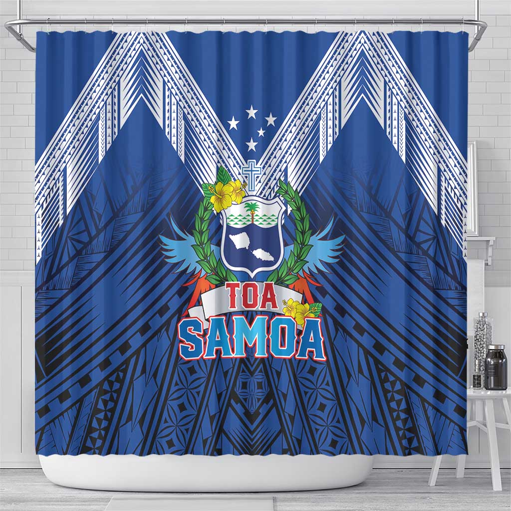 Rugby Toa Samoa Shower Curtain Samoa mo Samoa Strength in Tatau - Polynesian Pride
