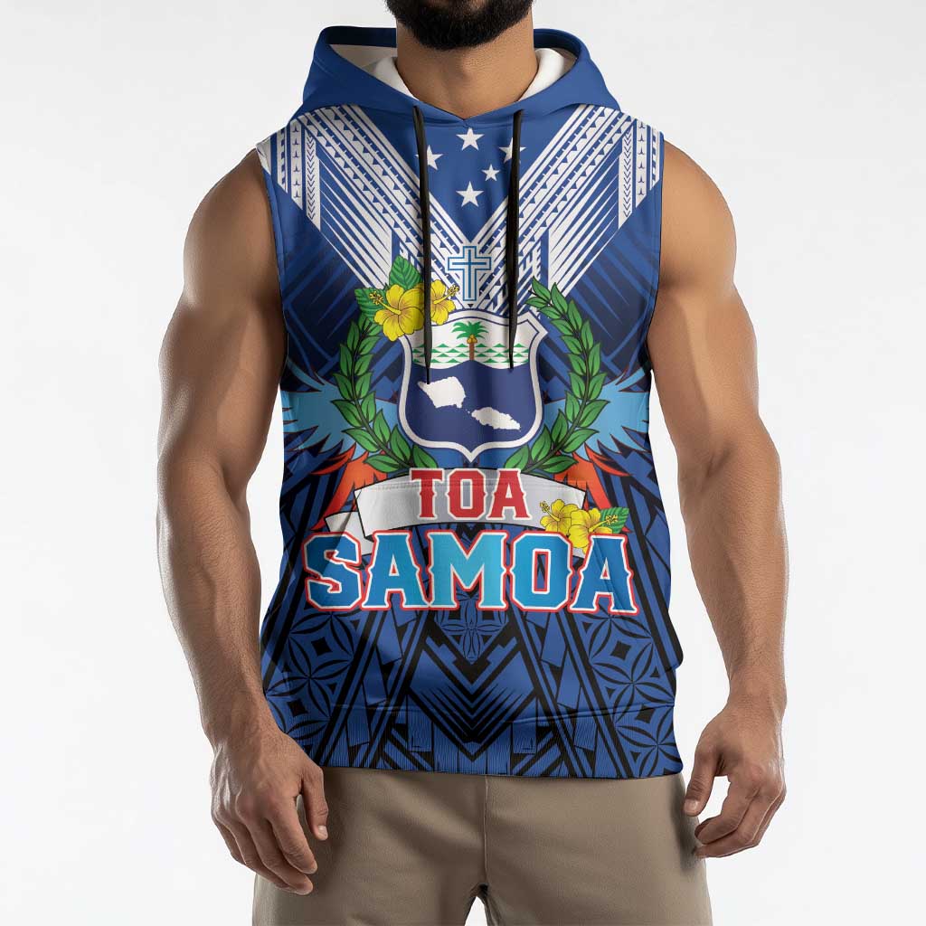 Custom Rugby Toa Samoa Sleeveless Hoodie Samoa mo Samoa Strength in Tatau - Polynesian Pride