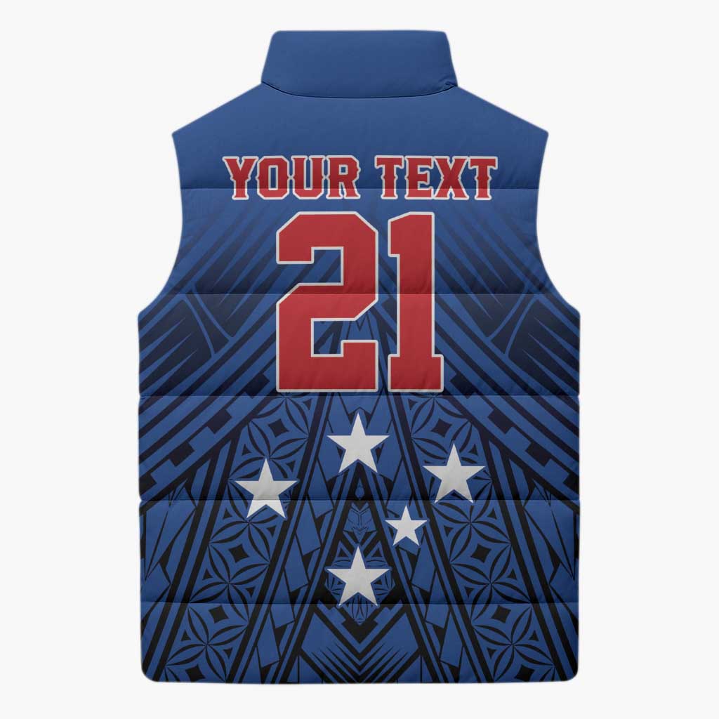 Custom Rugby Toa Samoa Sleeveless Puffer Jacket Samoa mo Samoa Strength in Tatau - Polynesian Pride