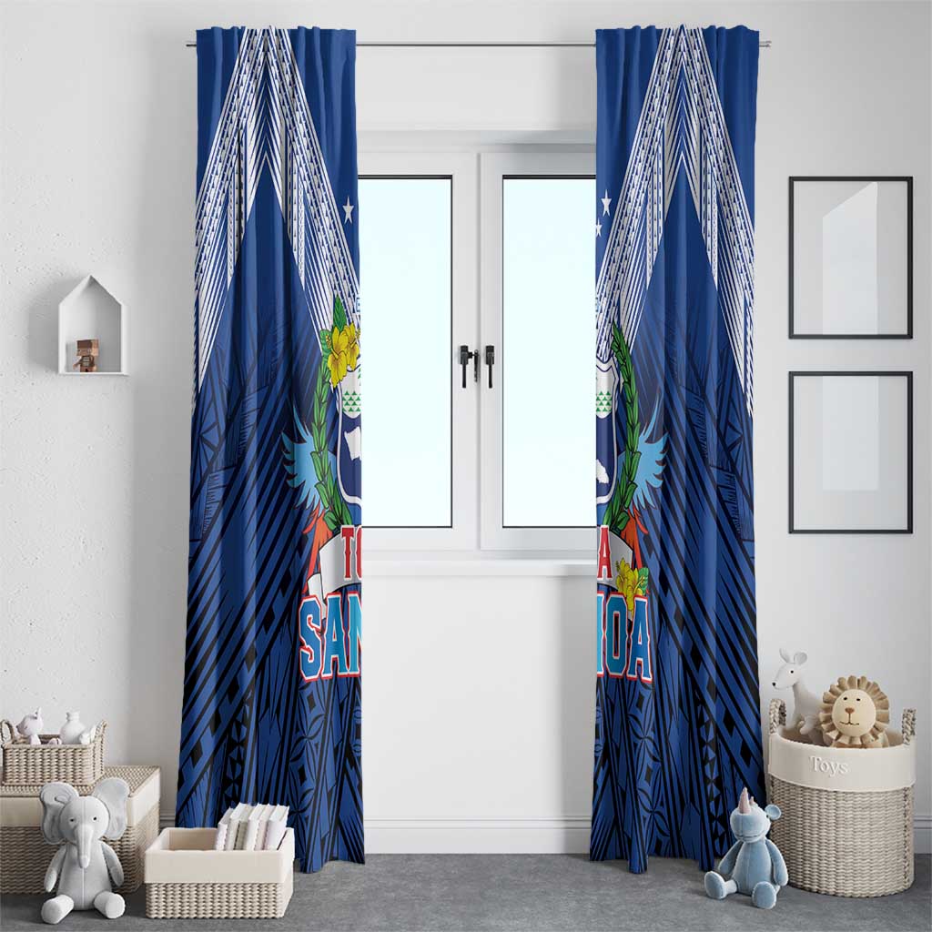 Rugby Toa Samoa Window Curtain Samoa mo Samoa Strength in Tatau - Polynesian Pride