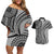 Samoa Siapo Arty Couples Matching Off Shoulder Short Dress and Hawaiian Shirt Black Style LT9 Black - Polynesian Pride