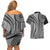 Samoa Siapo Arty Couples Matching Off Shoulder Short Dress and Hawaiian Shirt Black Style LT9 - Polynesian Pride