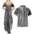 Samoa Siapo Arty Couples Matching Summer Maxi Dress and Hawaiian Shirt Black Style LT9 - Polynesian Pride