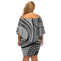 Samoa Siapo Arty Off Shoulder Short Dress Black Style LT9 - Polynesian Pride