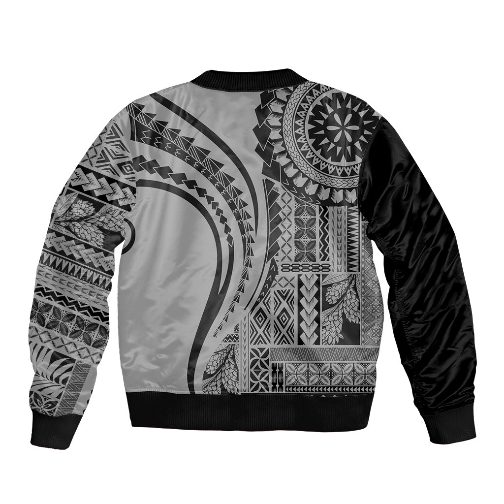 Samoa Siapo Arty Sleeve Zip Bomber Jacket Black Style LT9 - Polynesian Pride