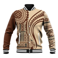 Samoa Siapo Arty Baseball Jacket Brown Style LT9 Unisex Brown - Polynesian Pride