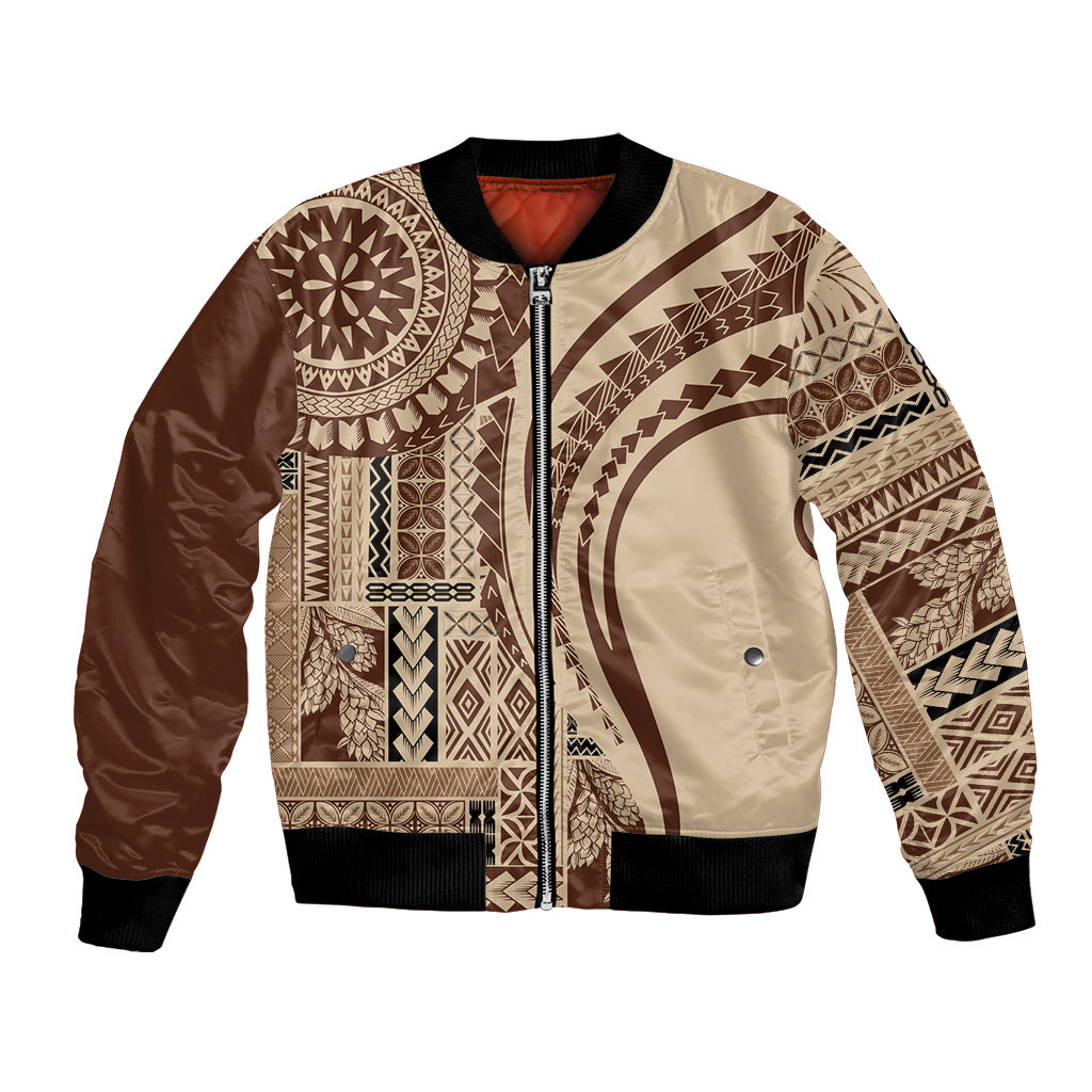 Samoa Siapo Arty Bomber Jacket Brown Style LT9 Unisex Brown - Polynesian Pride