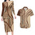 Samoa Siapo Arty Couples Matching Long Sleeve Bodycon Dress and Hawaiian Shirt Brown Style LT9 Brown - Polynesian Pride