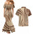 Samoa Siapo Arty Couples Matching Mermaid Dress and Hawaiian Shirt Brown Style LT9 - Polynesian Pride