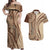 Samoa Siapo Arty Couples Matching Off Shoulder Maxi Dress and Hawaiian Shirt Brown Style LT9 Brown - Polynesian Pride