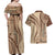 Samoa Siapo Arty Couples Matching Off Shoulder Maxi Dress and Hawaiian Shirt Brown Style LT9 - Polynesian Pride