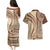 Samoa Siapo Arty Couples Matching Puletasi Dress and Hawaiian Shirt Brown Style LT9 - Polynesian Pride