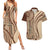 Samoa Siapo Arty Couples Matching Summer Maxi Dress and Hawaiian Shirt Brown Style LT9 Brown - Polynesian Pride