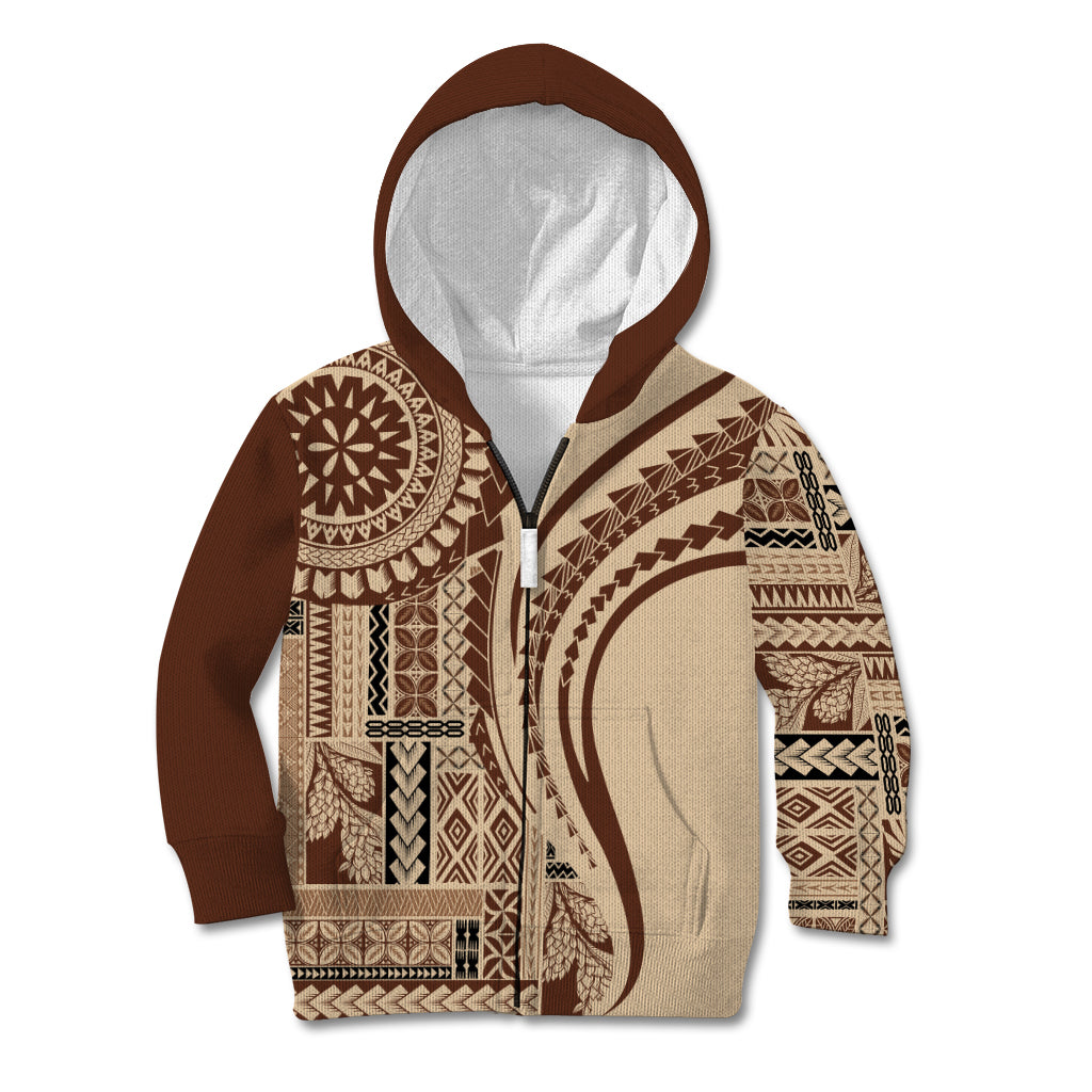 Samoa Siapo Arty Kid Hoodie Brown Style LT9 Zip Hoodie Brown - Polynesian Pride