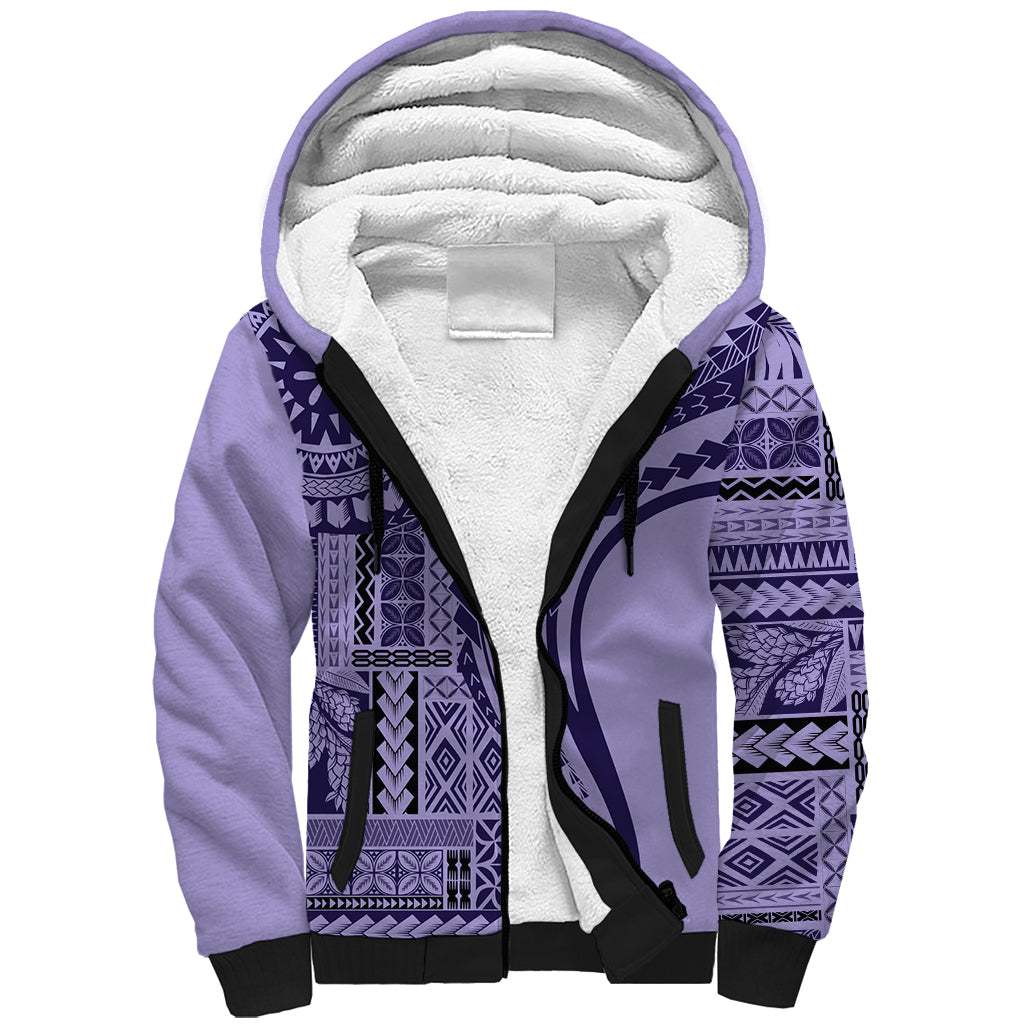 Samoa Siapo Arty Sherpa Hoodie Purple Style LT9 Unisex Purple - Polynesian Pride