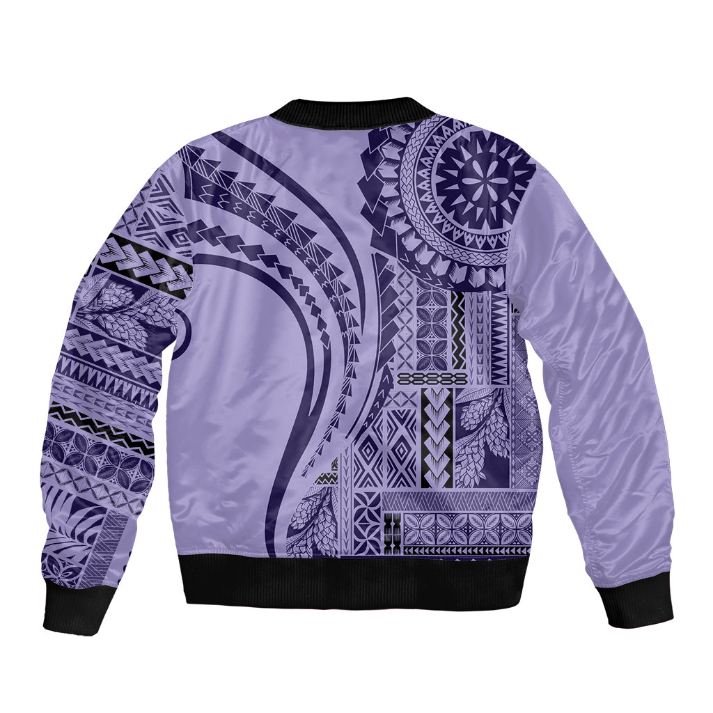 Samoa Siapo Arty Sleeve Zip Bomber Jacket Purple Style LT9 - Polynesian Pride