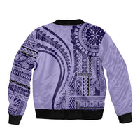 Samoa Siapo Arty Sleeve Zip Bomber Jacket Purple Style LT9 - Polynesian Pride