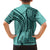 Samoa Siapo Arty Family Matching Off Shoulder Maxi Dress and Hawaiian Shirt Turquoise Style LT9 - Polynesian Pride