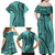 Samoa Siapo Arty Family Matching Off Shoulder Maxi Dress and Hawaiian Shirt Turquoise Style LT9 - Polynesian Pride