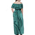 Samoa Siapo Arty Family Matching Off Shoulder Maxi Dress and Hawaiian Shirt Turquoise Style LT9 - Polynesian Pride