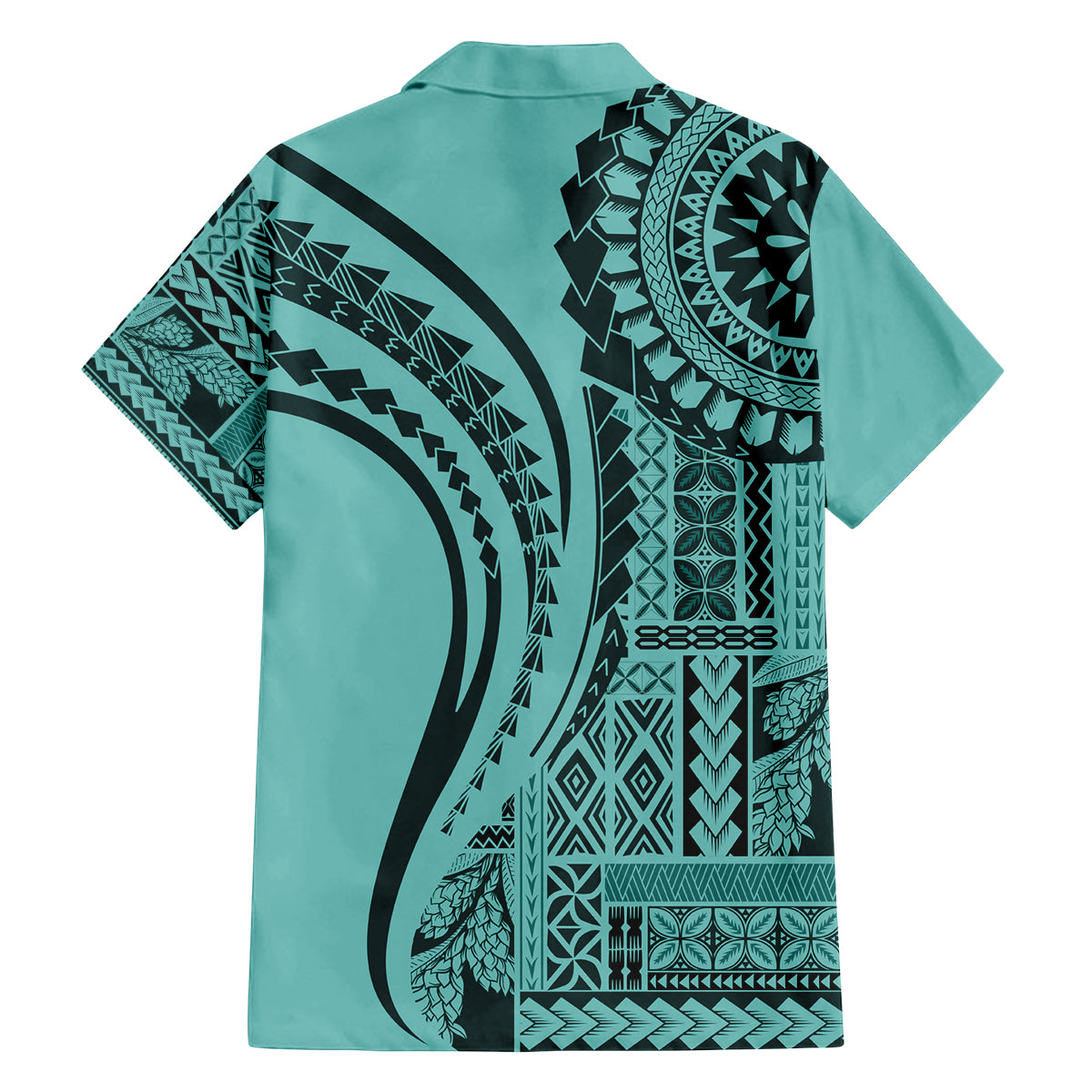Samoa Siapo Arty Family Matching Summer Maxi Dress and Hawaiian Shirt Turquoise Style LT9 - Polynesian Pride