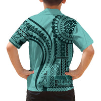 Samoa Siapo Arty Kid Hawaiian Shirt Turquoise Style LT9 - Polynesian Pride