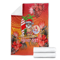 Personalised Wishes in Tahitian Christmas Blanket French Polynesia Santa Beach LT9 - Polynesian Pride