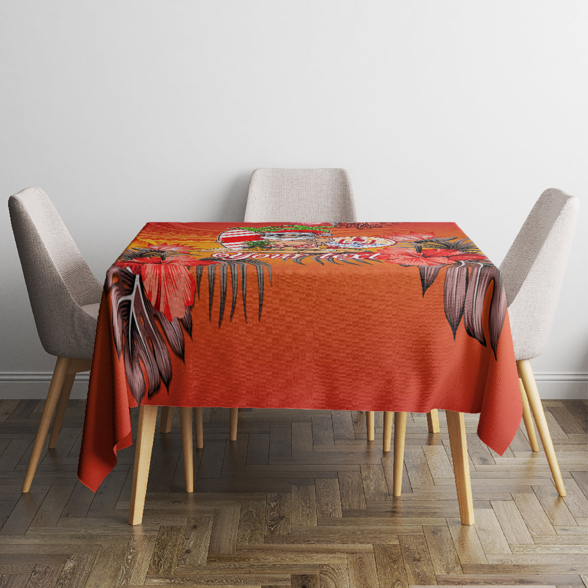 Personalised Wishes in Tahitian Christmas Tablecloth French Polynesia Santa Beach LT9 - Polynesian Pride