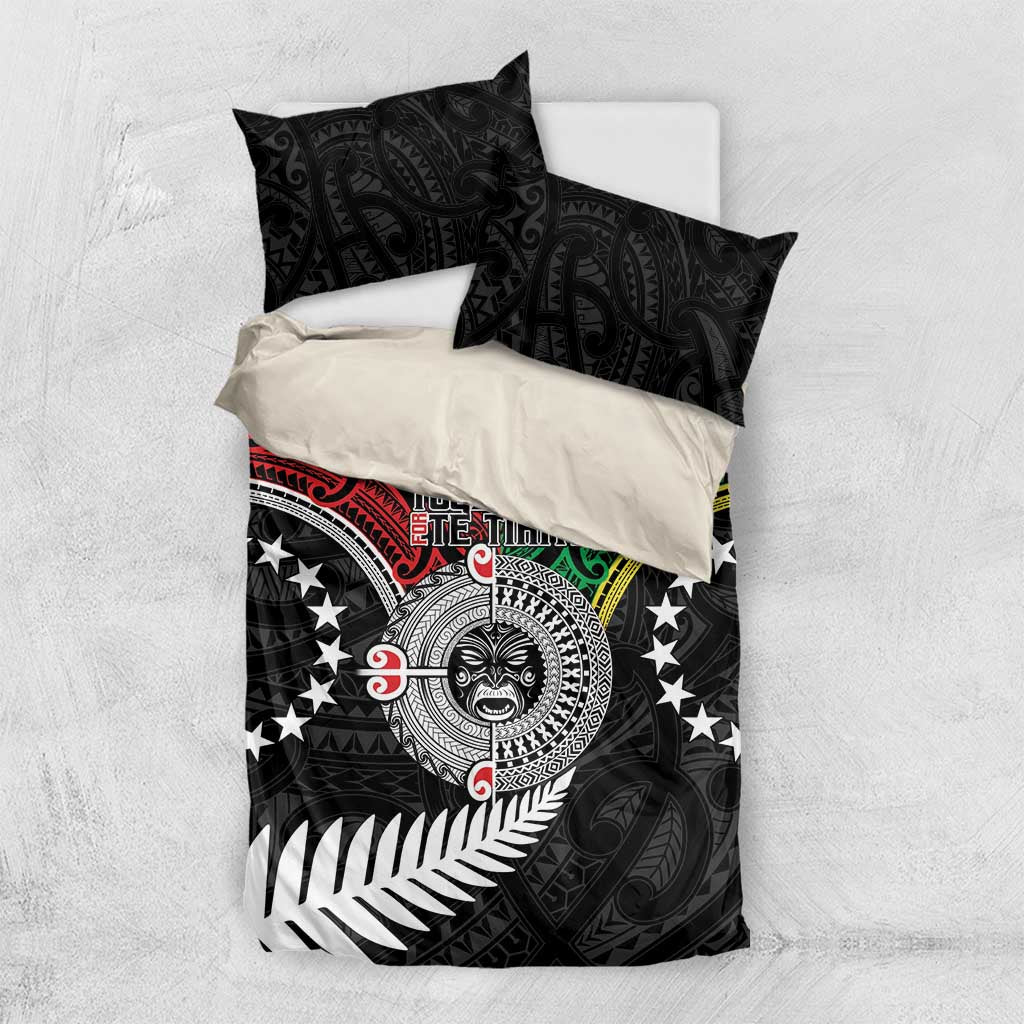 Aotearoa and Cook Islands Mo Te Tiriti Bedding Set New Zealand Honour The Treaty Ake!Ake!Ake! LT9 US Twin 172cm x 218cm Green - Polynesian Pride