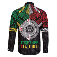 Aotearoa and Cook Islands Mo Te Tiriti Family Matching Off Shoulder Maxi Dress and Hawaiian Shirt New Zealand Honour The Treaty Ake!Ake!Ake! LT9 - Polynesian Pride