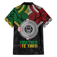 Aotearoa and Cook Islands Mo Te Tiriti Family Matching Off Shoulder Short Dress and Hawaiian Shirt New Zealand Honour The Treaty Ake!Ake!Ake! LT9 - Polynesian Pride
