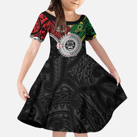 Aotearoa and Cook Islands Mo Te Tiriti Family Matching Tank Maxi Dress and Hawaiian Shirt New Zealand Honour The Treaty Ake!Ake!Ake! LT9 Daughter's Dress Green - Polynesian Pride