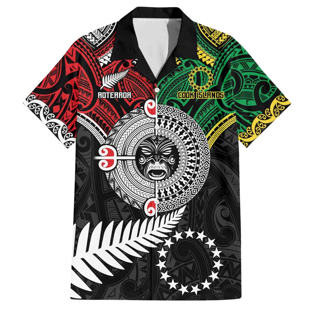 Aotearoa and Cook Islands Mo Te Tiriti Family Matching Tank Maxi Dress and Hawaiian Shirt New Zealand Honour The Treaty Ake!Ake!Ake! LT9 Dad's Shirt - Short Sleeve Green - Polynesian Pride