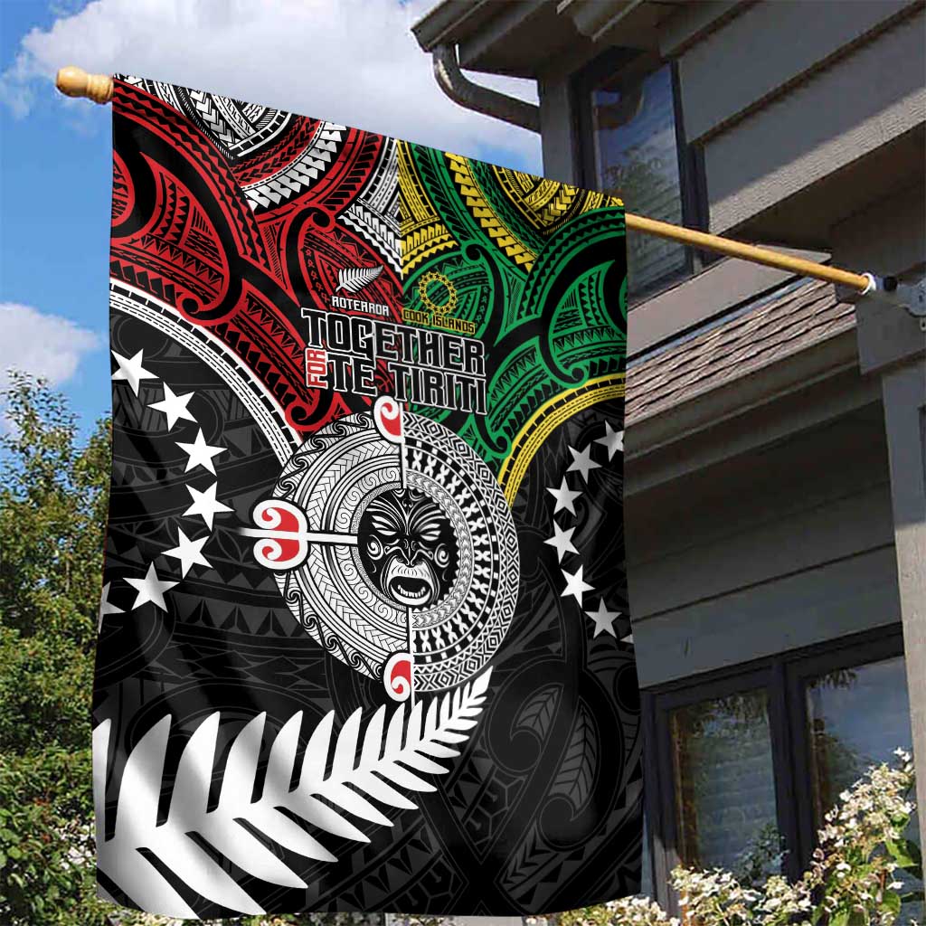 Aotearoa and Cook Islands Mo Te Tiriti Garden Flag New Zealand Honour The Treaty Ake!Ake!Ake!