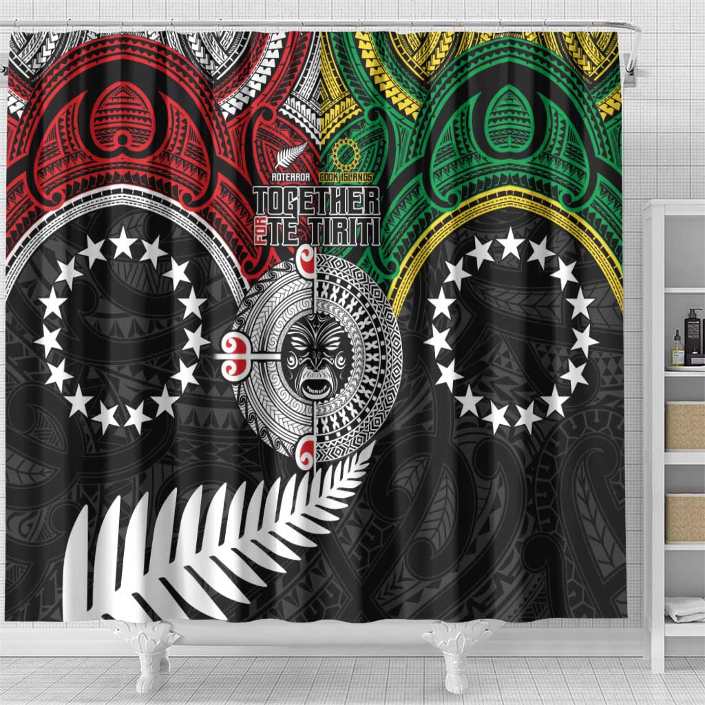 Aotearoa and Cook Islands Mo Te Tiriti Shower Curtain New Zealand Honour The Treaty Ake!Ake!Ake! LT9 - Polynesian Pride