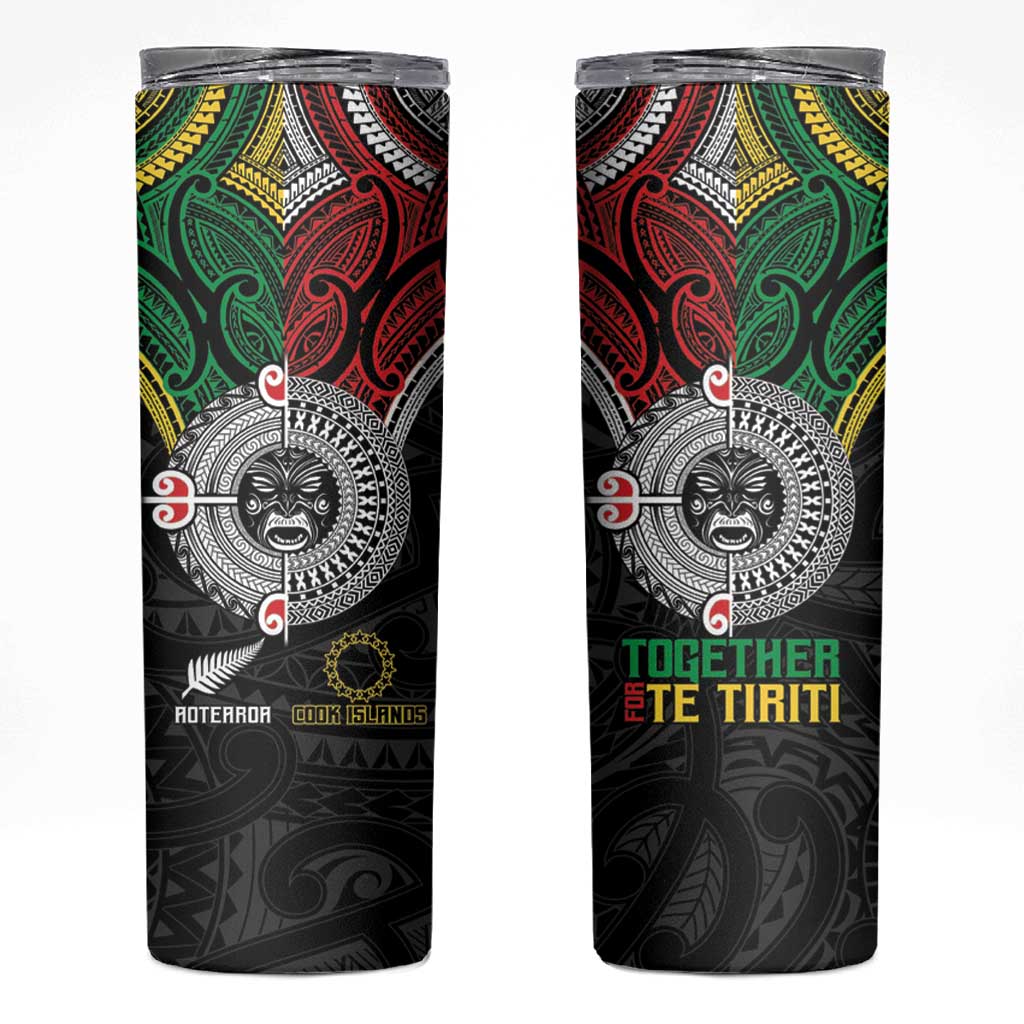 Aotearoa and Cook Islands Mo Te Tiriti Skinny Tumbler New Zealand Honour The Treaty Ake!Ake!Ake! LT9 Green - Polynesian Pride