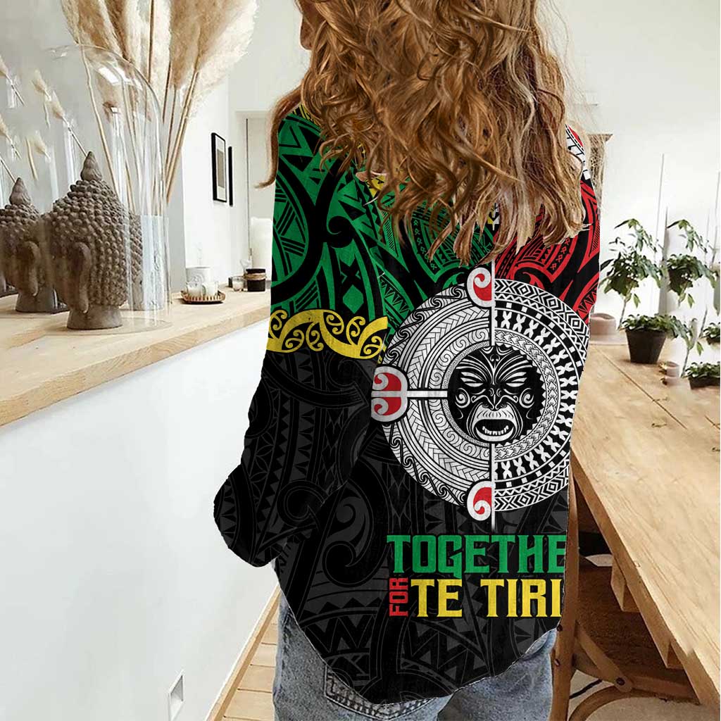 Aotearoa and Cook Islands Mo Te Tiriti Women Casual Shirt New Zealand Honour The Treaty Ake!Ake!Ake! LT9 - Polynesian Pride