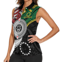 Aotearoa and Cook Islands Mo Te Tiriti Women Sleeveless Polo Shirt New Zealand Honour The Treaty Ake!Ake!Ake! LT9 - Polynesian Pride
