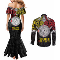 Aotearoa and Niue Mo Te Tiriti Couples Matching Mermaid Dress and Long Sleeve Button Shirt New Zealand Honour The Treaty Ake!Ake!Ake!