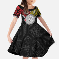 Aotearoa and Niue Mo Te Tiriti Family Matching Tank Maxi Dress and Hawaiian Shirt New Zealand Honour The Treaty Ake!Ake!Ake! LT9 Daughter's Dress Gold - Polynesian Pride