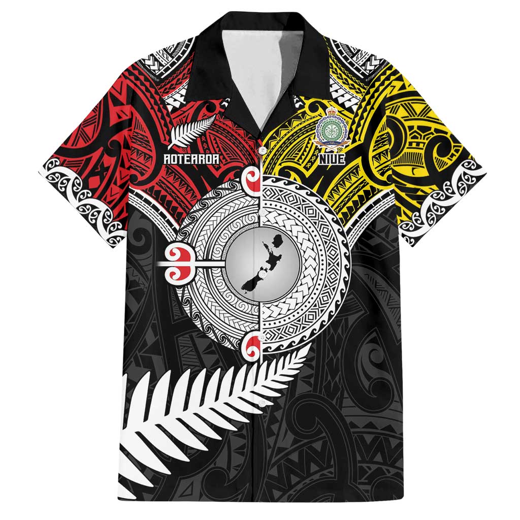 Aotearoa and Niue Mo Te Tiriti Family Matching Tank Maxi Dress and Hawaiian Shirt New Zealand Honour The Treaty Ake!Ake!Ake! LT9 Dad's Shirt - Short Sleeve Gold - Polynesian Pride