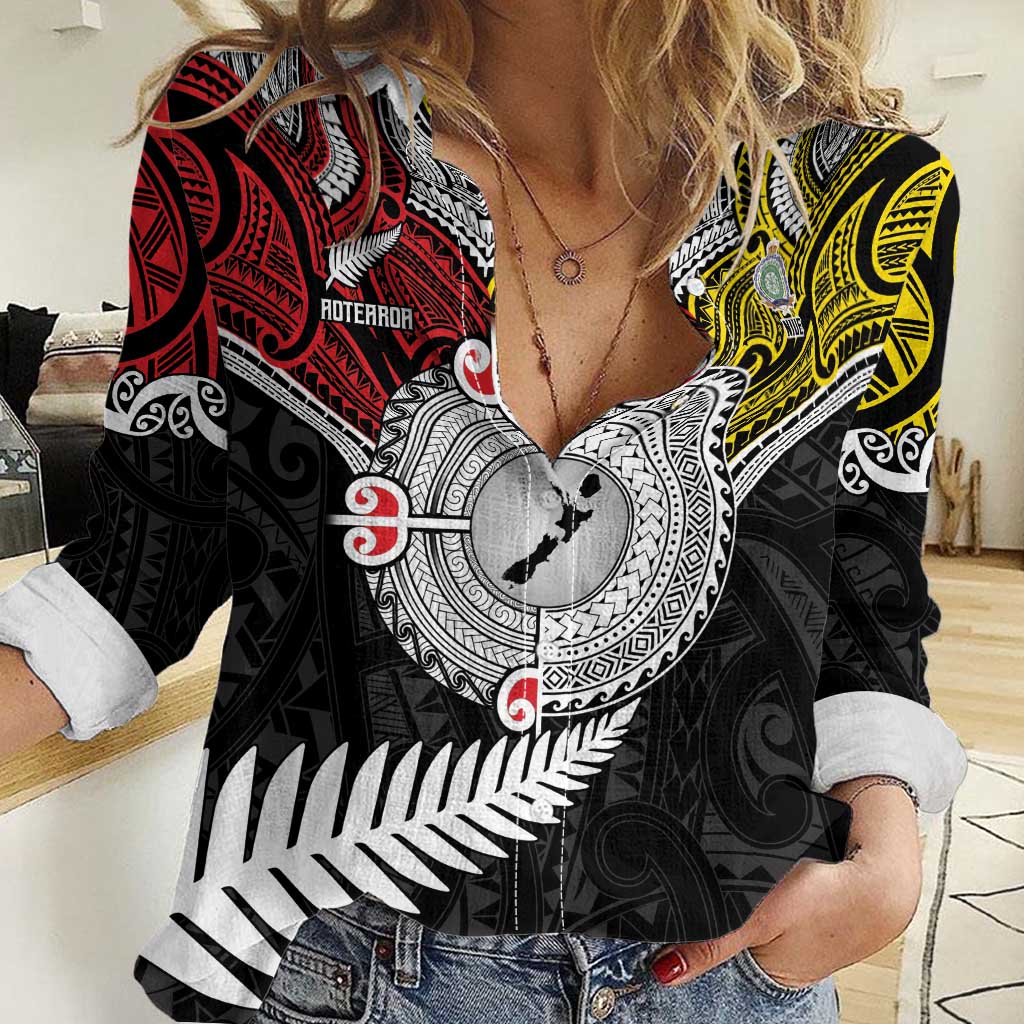 Aotearoa and Niue Mo Te Tiriti Women Casual Shirt New Zealand Honour The Treaty Ake!Ake!Ake! LT9 Female Gold - Polynesian Pride