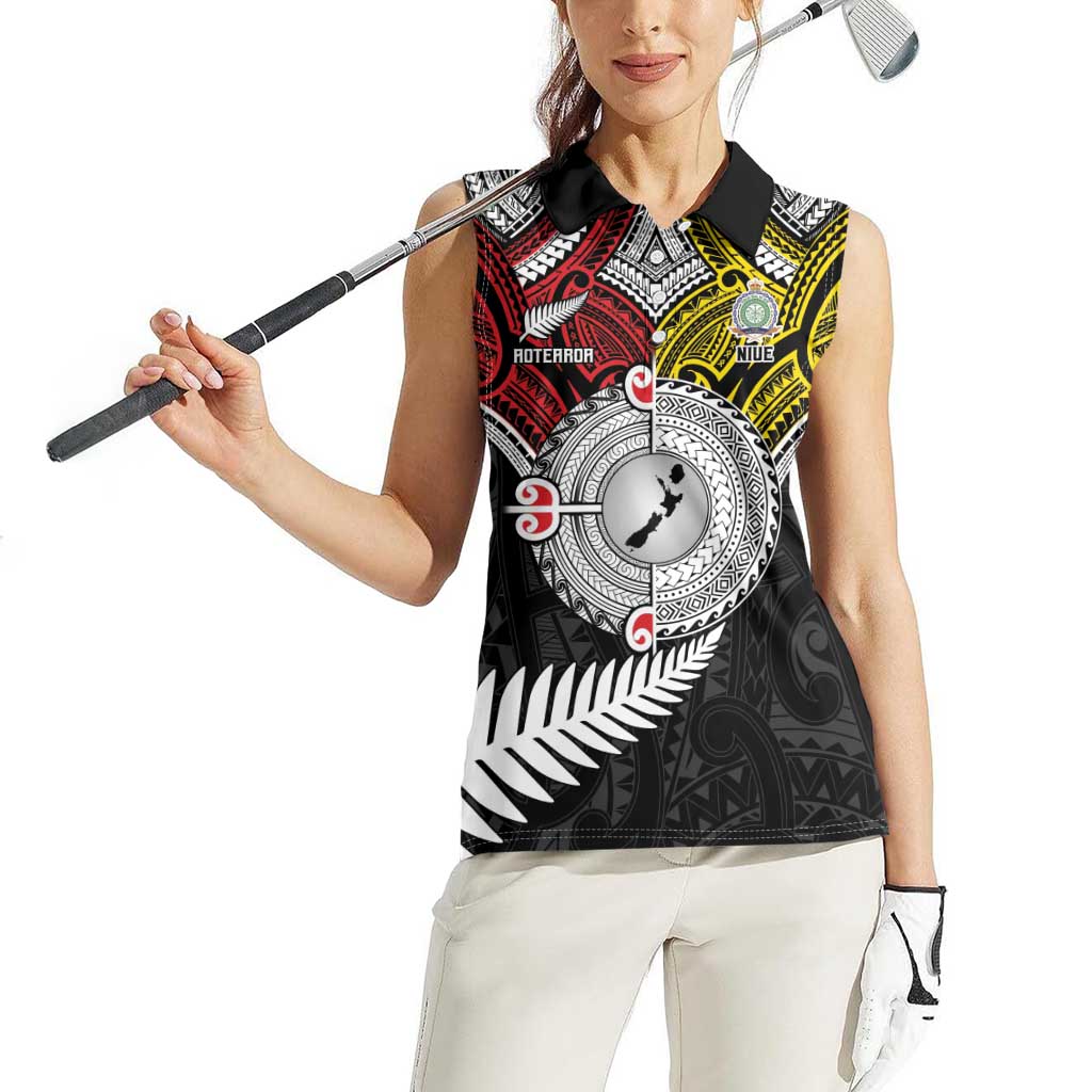 Aotearoa and Niue Mo Te Tiriti Women Sleeveless Polo Shirt New Zealand Honour The Treaty Ake!Ake!Ake! LT9 - Polynesian Pride