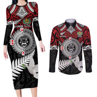 Aotearoa and Tonga Mo Te Tiriti Couples Matching Long Sleeve Bodycon Dress and Long Sleeve Button Shirt New Zealand Honour The Treaty Ake!Ake!Ake!