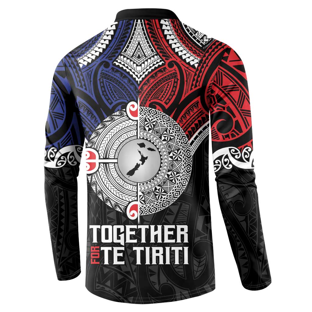 Aotearoa and Samoa Mo Te Tiriti Button Sweatshirt Tangata Moana Stand with Tangata Whenua