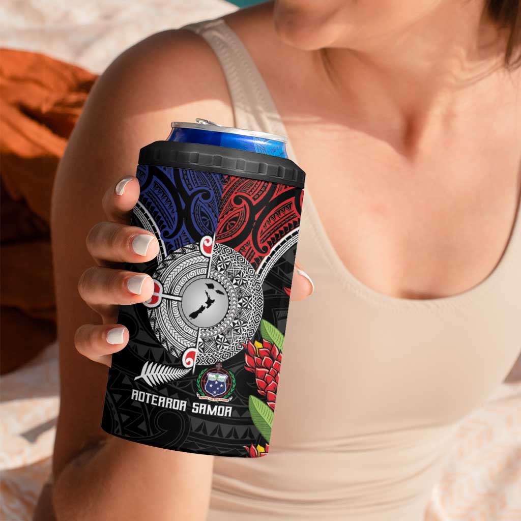 Aotearoa and Samoa Mo Te Tiriti 4 in 1 Can Cooler Tumbler Tangata Moana Stand with Tangata Whenua